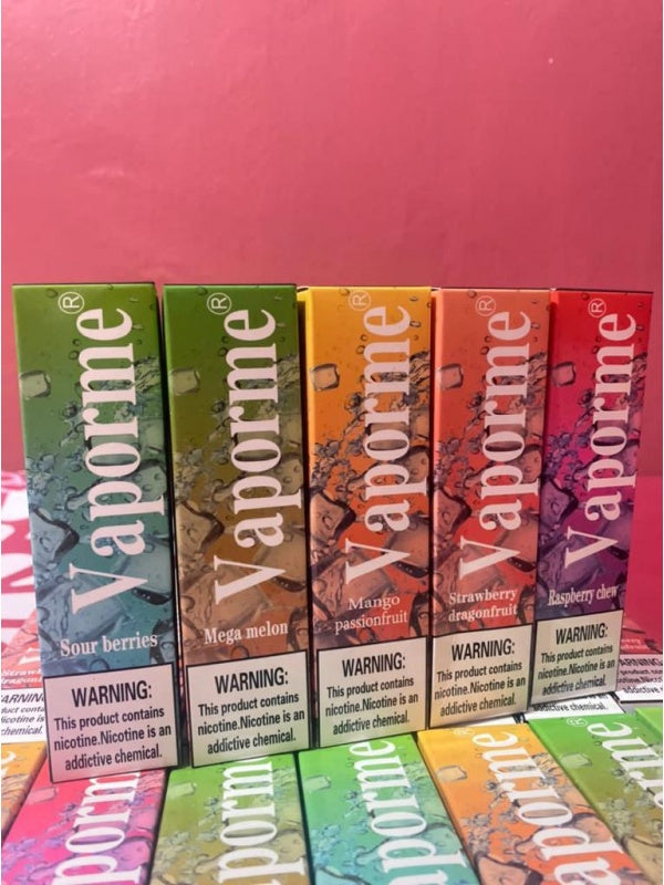 VAPORME 6000Puff  Specifications Nicotine 50mg (5%) Volume : 15ML Flavour Charging : Rechargable with Type C  Flavour:  - Sour Berries - Mega Melon - Strawberry Dragon Fruit - Rasberry Chew - Mango Passion Fruit